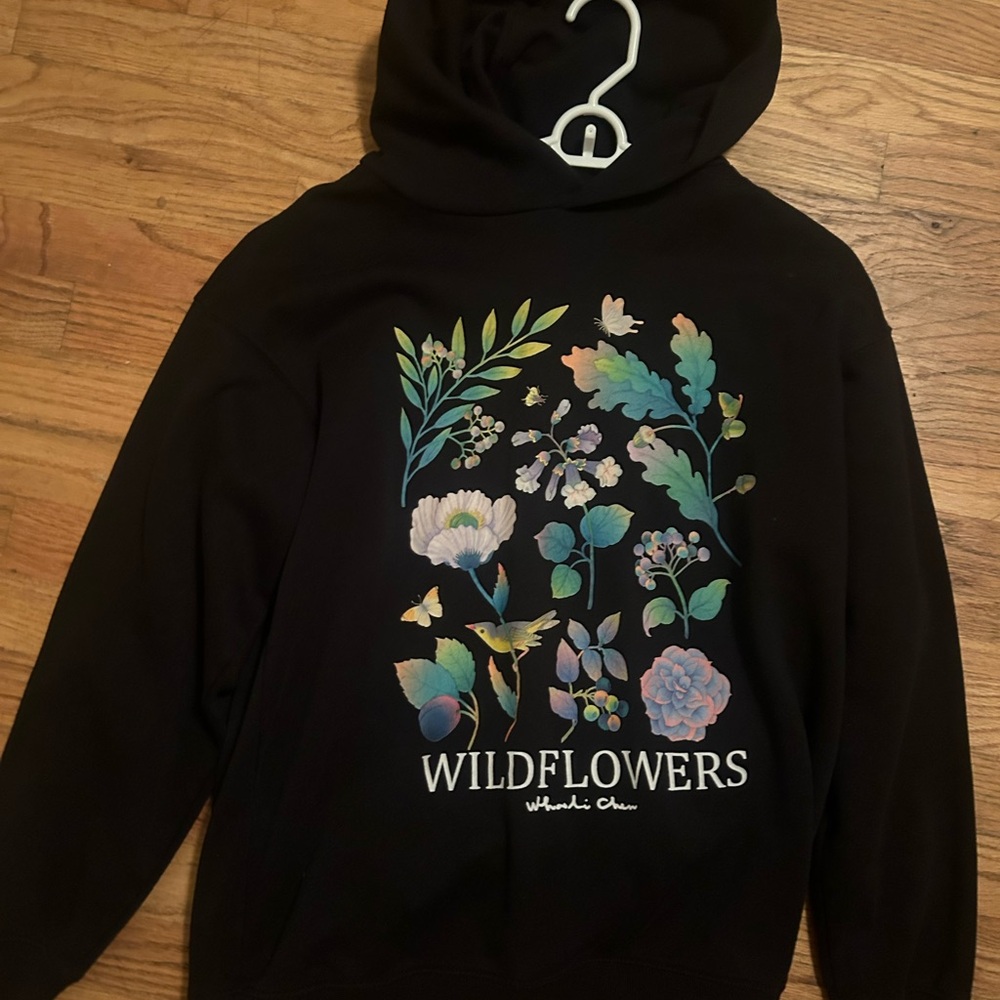 black wildflower hoodie